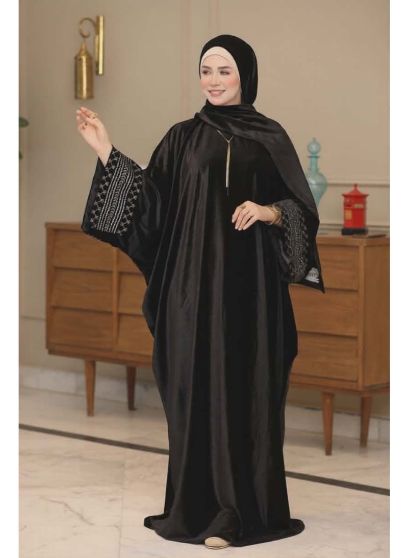 Women's prayer abaya with headscarf – wide Gulf-style sleeves – very chic – black - Image 1